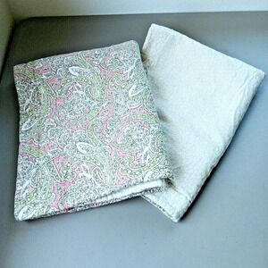 2 Laura Ashley Pillowcases Sham STANDARD Floral Paisley Quilted Cottagecore Cozy